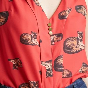 Modcloth Retro Cat Blouse
